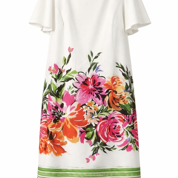 Vibrant Floral Midi Dress in White - Picture 7 of 17
